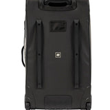 Armada 90L Travel Roller Bag - Black roller bag with white logo and black handle.