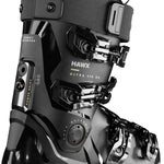 Atomic Women's Hawx Ultra 115 RS Ski Boot 2024 - Black ski boot with silver buckles and straps, featuring a sleek design with a prominent "HAWX" logo on the side.