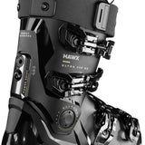Atomic Women's Hawx Ultra 115 RS Ski Boot 2024 - Black ski boot with silver buckles and straps, featuring a sleek design with a prominent "HAWX" logo on the side.