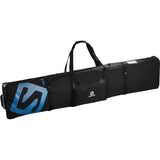 Salomon Trolley Ski Bag - Black ski bag with a blue logo on the side and two zippered pockets.