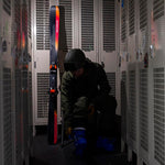 Salomon Stance 96 Skis 2025 - Black skis with orange and white lettering on top.