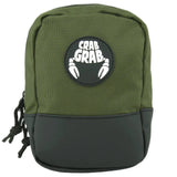 Crab Grab Snowboard Binding Bag 2025 - A green snowboard binding bag with a black logo featuring white crab claws and the words "CRAB GRAB" in bold, blocky letters.