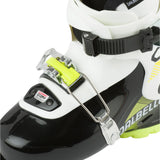 Dalbello Kid's CX 2.0 Cabrio GW Ski Boots 2026 - A pair of black ski boots with neon green accents and a white strap on top.