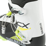 Dalbello Youth CX 3.0 Cabrio GW Ski Boots 2026 - A pair of white ski boots with black and yellow accents, featuring a distinctive "CX" logo on the side.