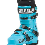 Dalbello IL Moro MV 3D Wrap Ski Boot 2026 - A black and light blue ski boot with a strap on top, featuring the brand name "DALBELLO" in white letters.