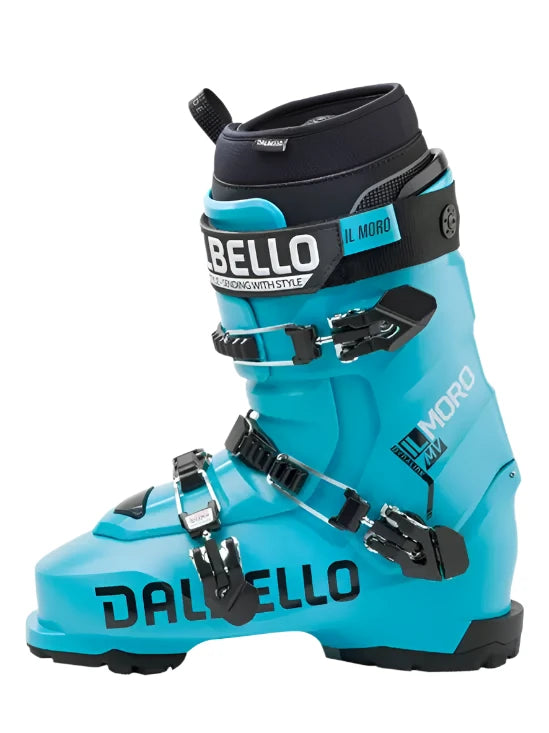 Dalbello IL Moro MV 3D Wrap Ski Boot 2026 - A black and blue ski boot with a wrap design, featuring the brand name "IL MORO" in white letters.