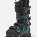 Dalbello Women's Veloce 75 MV Ski Boot 2026 - A black ski boot with teal accents and a Velcro strap on top.
