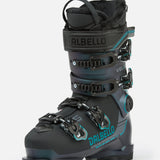 Dalbello Women's Veloce 75 MV Ski Boot 2026 - A black ski boot with teal accents and a Velcro strap on top.