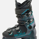 Dalbello Women's Veloce 75 MV Ski Boot 2026 - A black ski boot with teal accents and a white logo on the side.