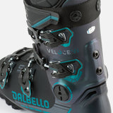 Dalbello Women's Veloce 75 MV Ski Boot 2026 - Black ski boot with teal accents and a textured grip on the heel.