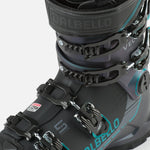 Dalbello Women's Veloce 75 MV Ski Boot - Black ski boot with a teal logo on the side and silver buckles.