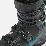 Dalbello Women's Veloce 75 MV Ski Boot - Black ski boot with a teal logo on the side and silver buckles.