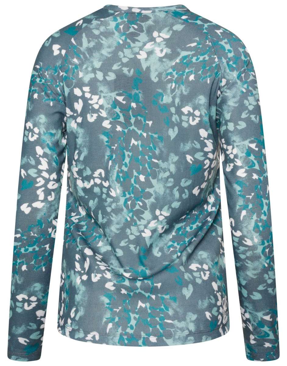 Dare2B Women's Exchange II Base Layer Set 2024 - A light blue base layer set with a subtle white and dark blue pattern of leaves.
