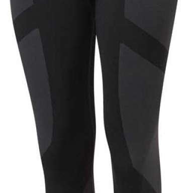 Dare2B Ladies In The Zone II Legging 2024 - Black leggings with a subtle geometric pattern on the left leg.