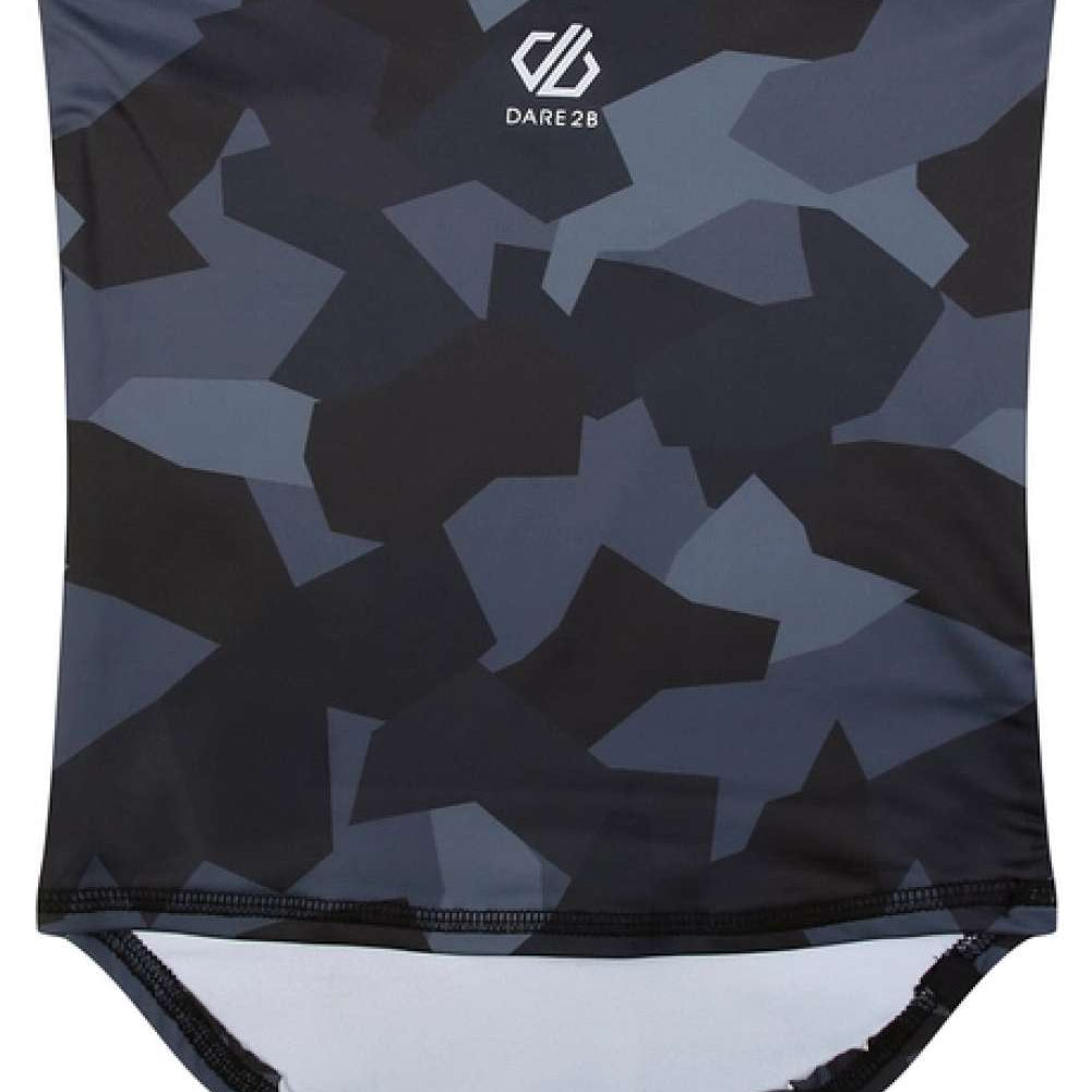 Dare2B Niveous Neck Gaiter - A dark grey neck gaiter with a geometric pattern of lighter grey shapes.