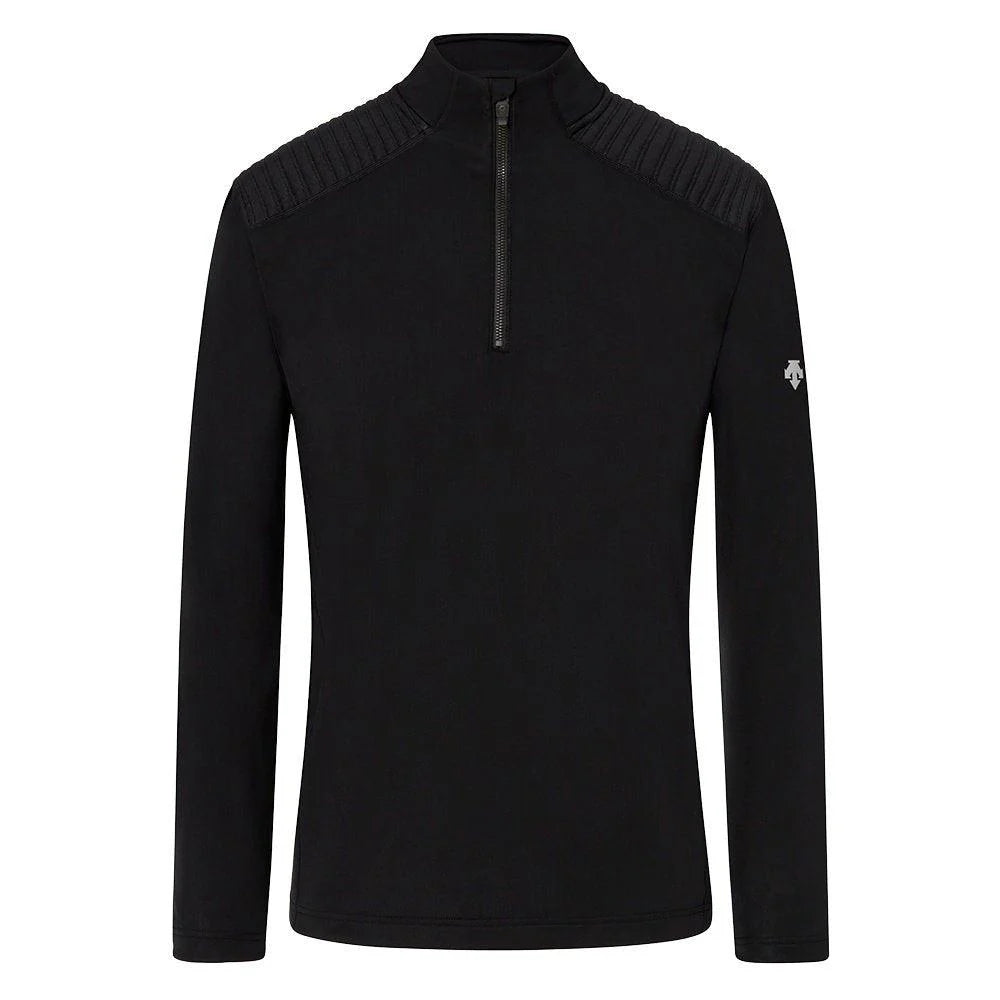 Descente Piccard 1/4 Zip T-Neck 2023 - A black zip-up sweater with a high collar and ribbed detailing on the shoulders.