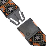 Arcade Twilight Belt Slim 2025 - A black belt with a geometric pattern of orange, gray, and green shapes.