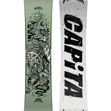 CAPITA - Dark Horse Snowboard 2026 is shown in a light green color with a black and white graphic of a skeleton riding a horse on top of a mountain range.