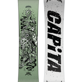 CAPITA - Dark Horse Snowboard 2026 is shown in a light green color with a black and white graphic of a skeleton riding a horse on top of a mountain range.