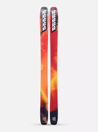 K2 Mindbender 106C skis feature a vibrant red and black design.