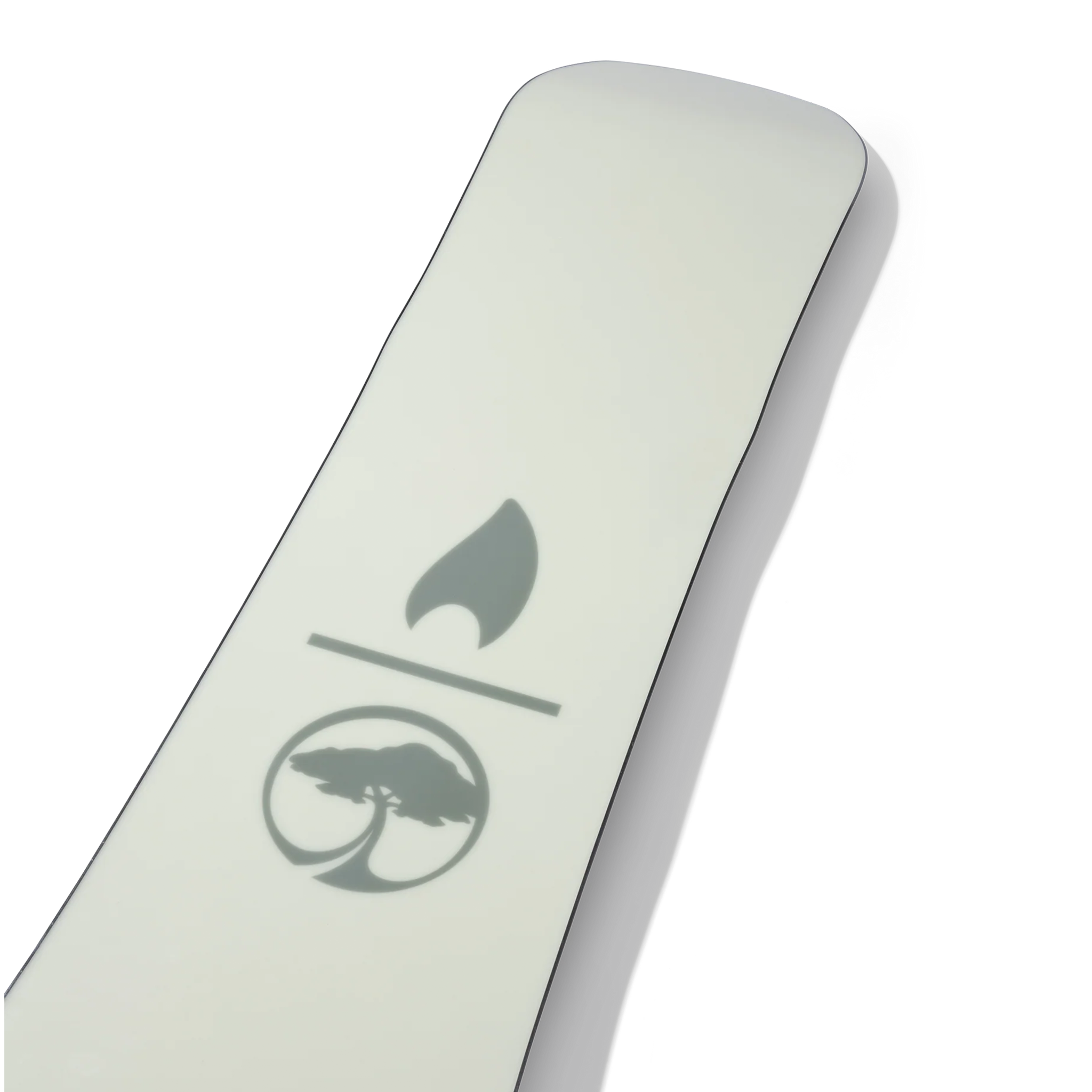 Arbor Draft Snowboard 2026 - A white snowboard with a black logo featuring an arched tree silhouette and the word "ARBOR" in lowercase letters, positioned near the top of the board.