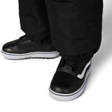 Black boys' shell pants with cuffed ankles and adjustable strap detail