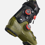 K2 Cortex 120 Zonal BOA ski boots feature a dark green color with red accents and a distinctive zonal design.