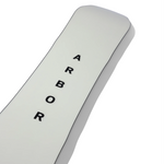 Arbor Element Snowboard 2026 - A white snowboard with black lettering on top, featuring the brand name "ARBOR" and model number "ELEMENT SNOWBOARD 2026".