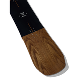 Arbor Element Snowboard 2026 - A black snowboard with white lettering, featuring a brown wood grain pattern on its bottom.