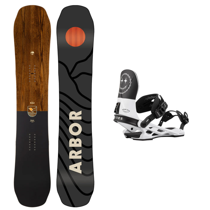 Arbor Element Rocker Snowboard with Arbor Hemlock Boss Dog Snowboard Binding 2025