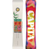 CAPiTA Women's The Equalizer Snowboard 2026 - A snowboard with a colorful, abstract design featuring pink, blue, yellow and green swirls on a white background.