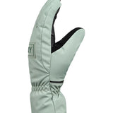Roxy Junior's Freshfield Glove 2025 - A mint green glove with a black strap and white stitching on the wrist cuff.
