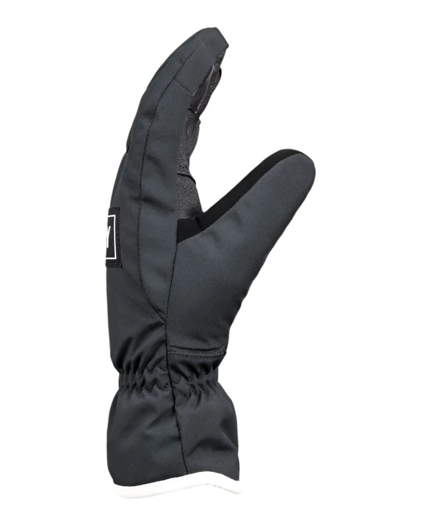 Roxy Junior's Freshfield Glove 2025 - A black glove with a white logo on the wrist and a textured palm.