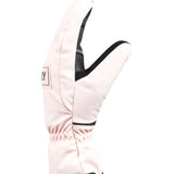 Roxy Junior's Freshfield Glove 2025 - A light pink glove with a black strap and white stitching on the wrist cuff.