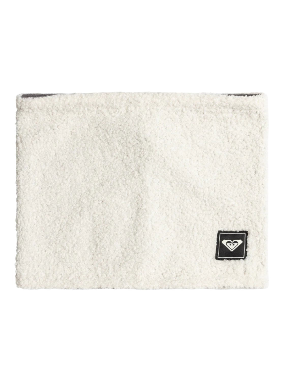 Roxy Women's Valwood Collar - A cream-colored fleece neck warmer with a small black logo featuring a white heart and "R" in the bottom-right corner.