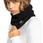 Roxy Women's Valwood Collar - A black fleece collar with a white logo featuring a stylized "R" and a leaf design.