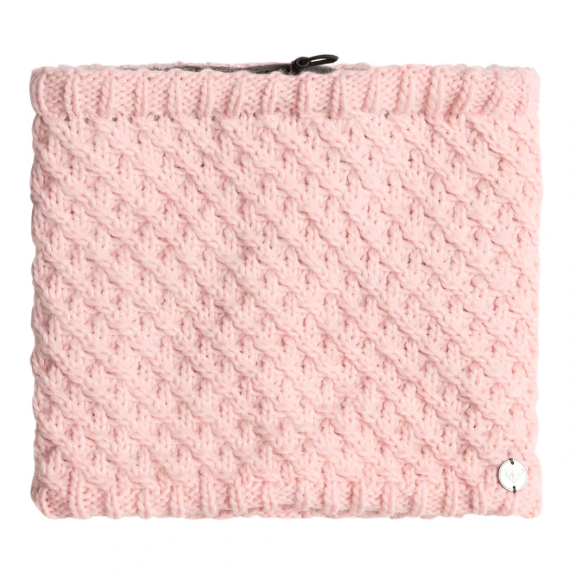 Roxy Women's Blizzard Collar - A light pink, chunky-knit collar with a subtle cable pattern and ribbed edges.