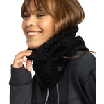 Roxy Women's Blizzard Collar - A black knit scarf with a subtle cable-knit pattern and a soft, fuzzy texture.