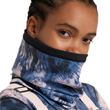 Roxy Women's Lana Collar - A blue, white, and black abstract patterned collar with a black trim around the edge.