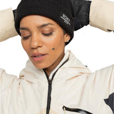 Roxy Women's Folker Beanie 2025 - Black beanie with white embroidered logo on front.