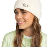 Roxy Women's Folker Beanie - A cream-colored beanie with a ribbed texture and "ROXY" logo on the front.