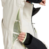 Roxy Women's Lunalite 3L GORE-TEX Jacket - A white jacket with a hood, featuring green accents and a zippered pocket on the left side.