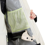 Roxy Women's Lunalite 3L GORE-TEX Jacket 2025 - A woman's jacket with a black and white color scheme, featuring lime green accents on the zipper and buttons.