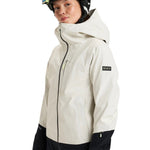 Roxy Women's Lunalite 3L GORE-TEX Jacket 2025 - A white jacket with a black zipper and black trim around the wrists and waist.