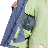 Roxy Women's Ritualized Insulated Jacket 2025 - A blue and green insulated jacket with a zippered front, worn by a model on a white background.