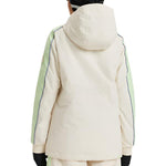 Roxy Women's Highridge Hoodie Jacket 2025 - A cream-colored jacket with a hood, featuring green stripes on the sleeves and black accents around the wrists.