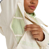 Roxy Women's Highridge Hoodie Jacket 2025 - A cream-colored jacket with a hood, featuring a zippered front and two pockets on either side.