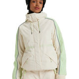 Roxy Women's Highridge Hoodie Jacket - A cream-colored jacket with a hood and drawstring, featuring blue piping on the sleeves.