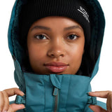 Roxy Women's Meade Insulated Jacket - A black jacket with a white logo on the left chest and a hood.