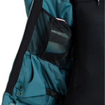 Roxy Women's Meade Insulated Jacket 2025 - A black insulated jacket with a teal-colored lining visible inside.